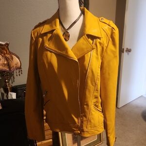 INC International Concepts Yellow Leather Jacket